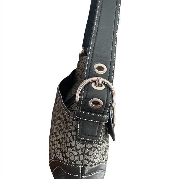 Coach Signature Soho Gray Canvas/Leather trim Buckle Bag. - Picture 6 of 9
